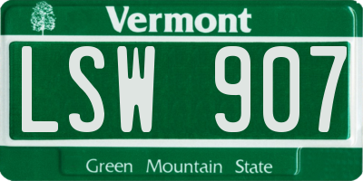 VT license plate LSW907