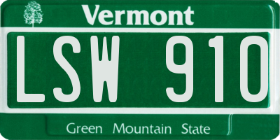 VT license plate LSW910