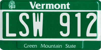 VT license plate LSW912