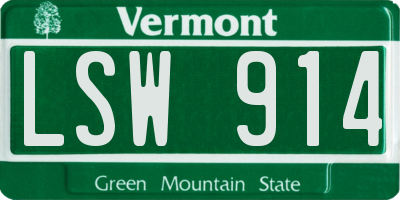 VT license plate LSW914