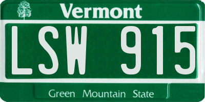 VT license plate LSW915