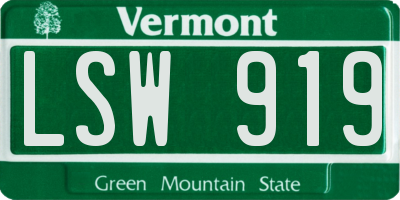 VT license plate LSW919