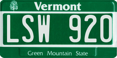 VT license plate LSW920