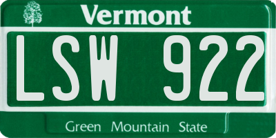 VT license plate LSW922