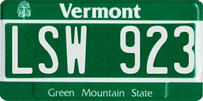 VT license plate LSW923