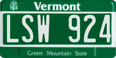 VT license plate LSW924