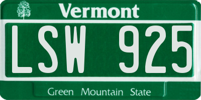 VT license plate LSW925