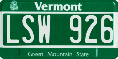 VT license plate LSW926