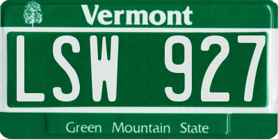 VT license plate LSW927