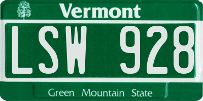 VT license plate LSW928