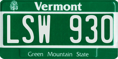 VT license plate LSW930