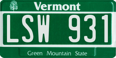VT license plate LSW931