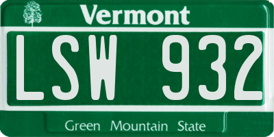 VT license plate LSW932