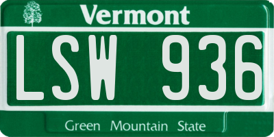 VT license plate LSW936
