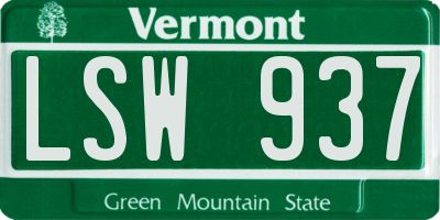 VT license plate LSW937