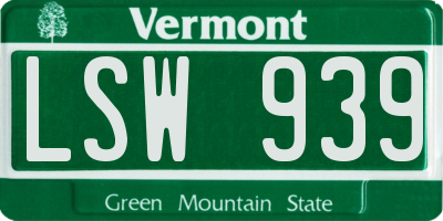 VT license plate LSW939