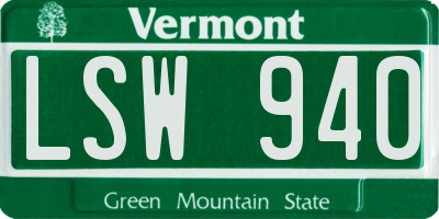 VT license plate LSW940