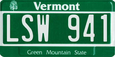 VT license plate LSW941