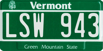 VT license plate LSW943
