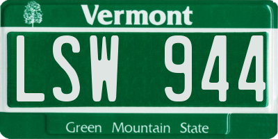 VT license plate LSW944