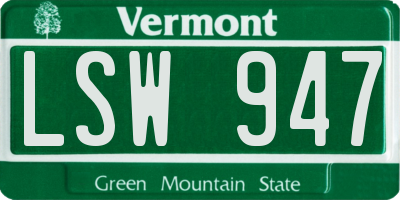 VT license plate LSW947