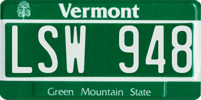VT license plate LSW948