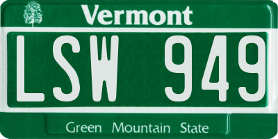 VT license plate LSW949