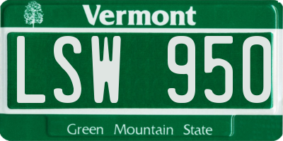 VT license plate LSW950