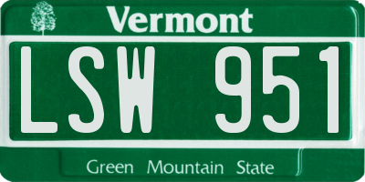 VT license plate LSW951