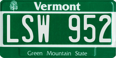 VT license plate LSW952