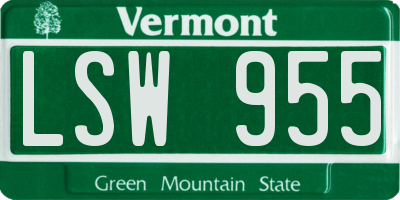 VT license plate LSW955