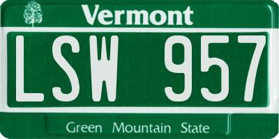 VT license plate LSW957