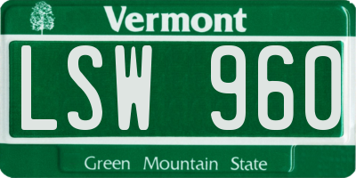 VT license plate LSW960