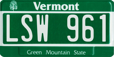 VT license plate LSW961