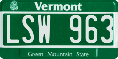 VT license plate LSW963