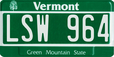 VT license plate LSW964