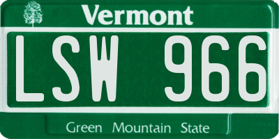 VT license plate LSW966
