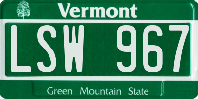 VT license plate LSW967