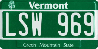 VT license plate LSW969