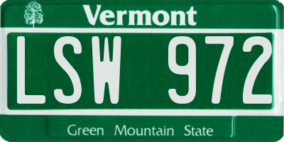 VT license plate LSW972