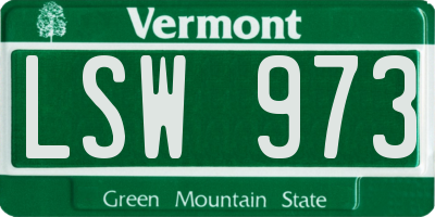 VT license plate LSW973