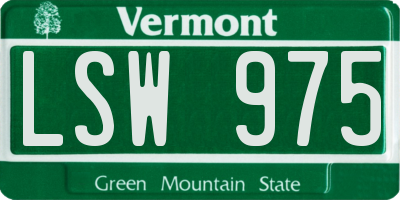 VT license plate LSW975