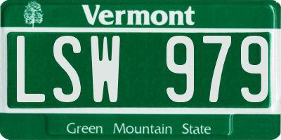 VT license plate LSW979