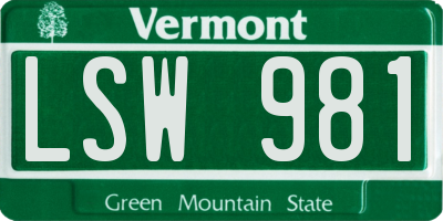 VT license plate LSW981