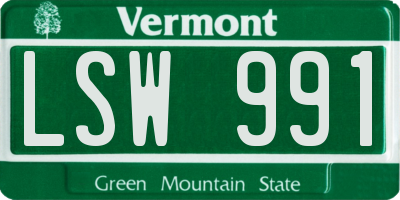 VT license plate LSW991