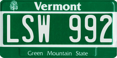 VT license plate LSW992