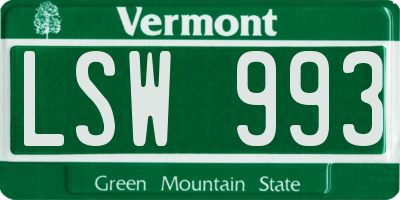 VT license plate LSW993