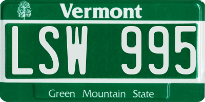 VT license plate LSW995