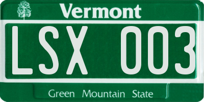 VT license plate LSX003