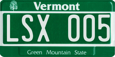 VT license plate LSX005